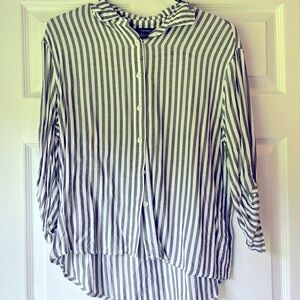Forever 21 Grey and White Striped Button-Down Shirt